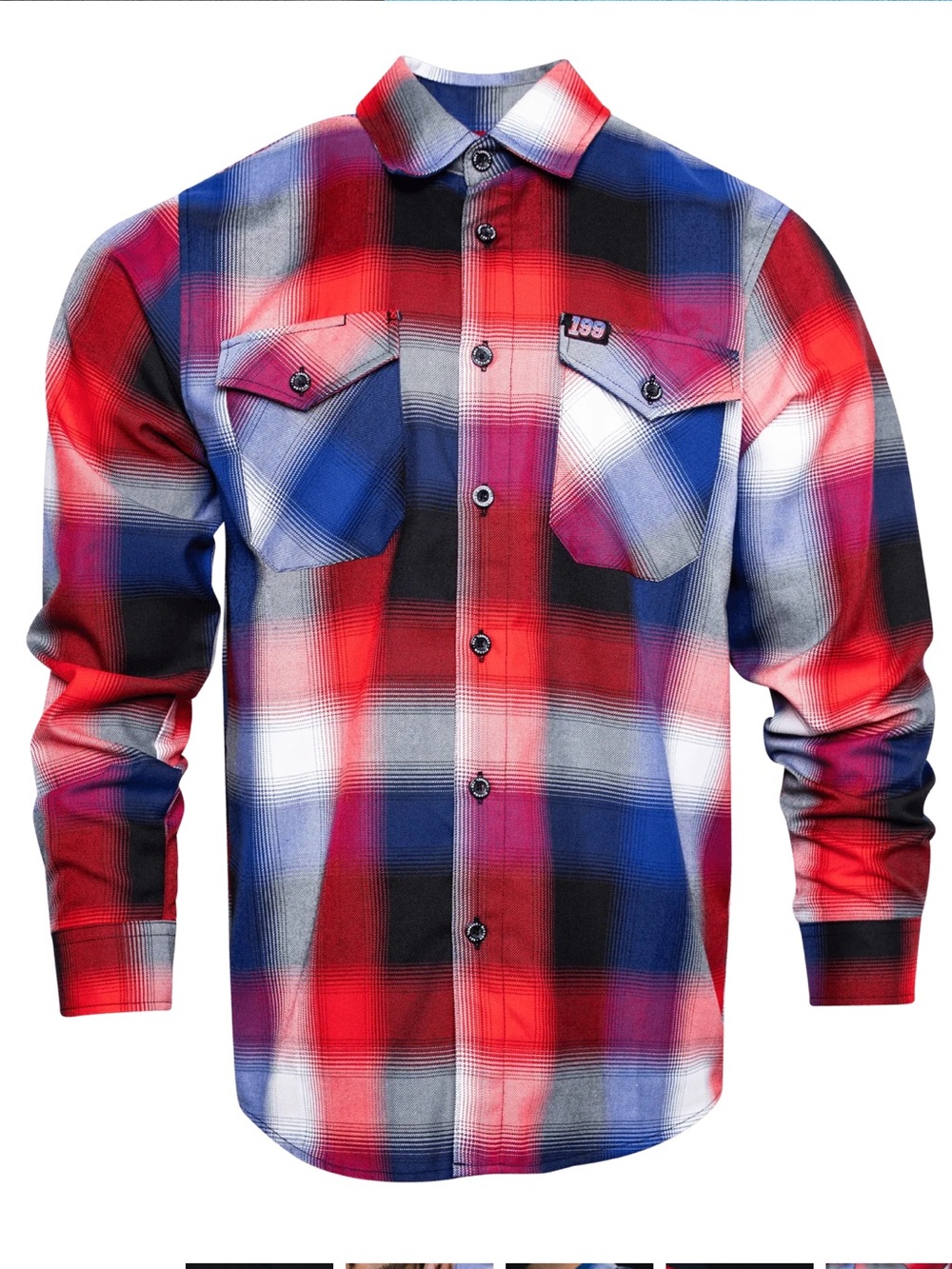 DIXXON Channel 199 Red Blue Plaid Button-Down Shirt